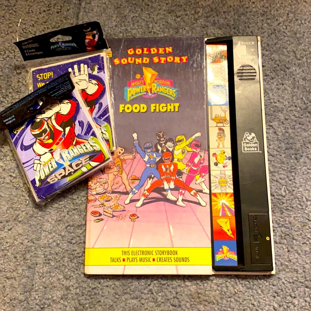 Power ranger set with book and invitation cards